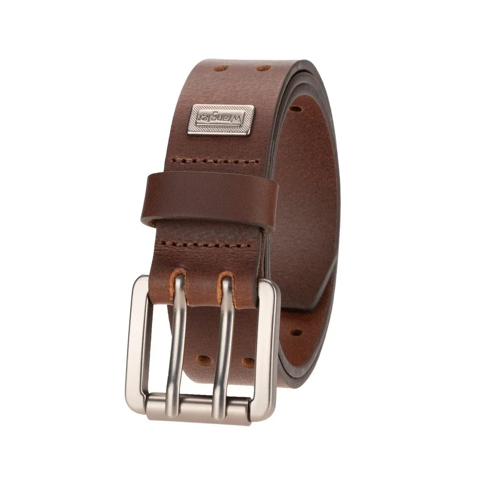 Wrangler Milled Belt Boys L/XL Brown Genuine Leather Double Prong NWT